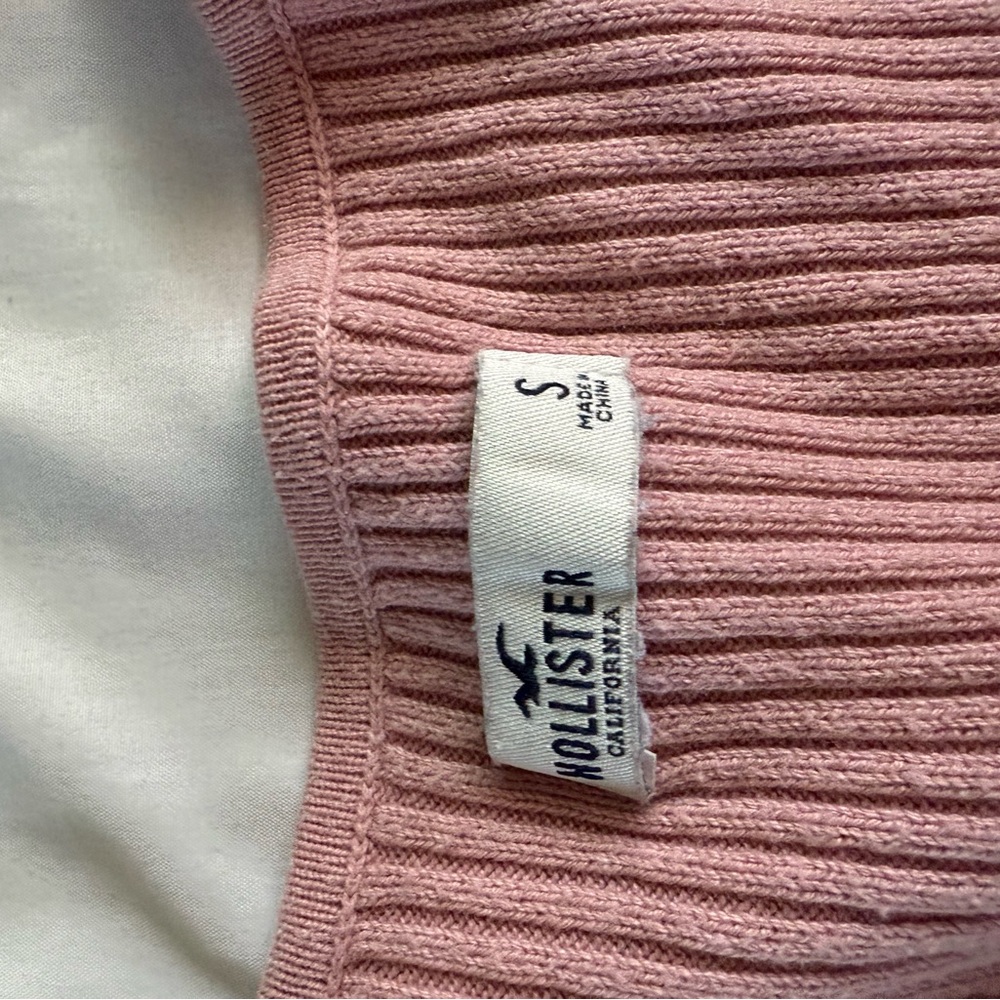 Hollister Pink Cowl Neck Sweater with Ribbed Texture